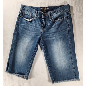 Lucky Brand Women's Blue Denim Bermuda Shorts Size 4/27 Relaxed Fit Cutoff Hem